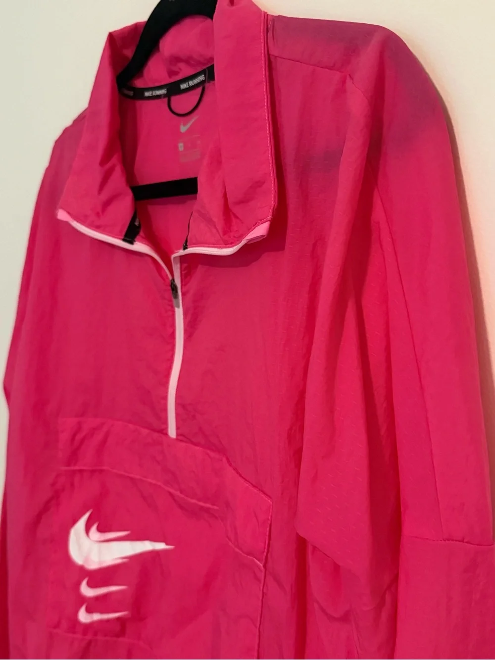 Nike Hot Pink Half-Zip Windbreaker with White/Pink Swoosh